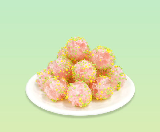 Freeze dried colored bead candy